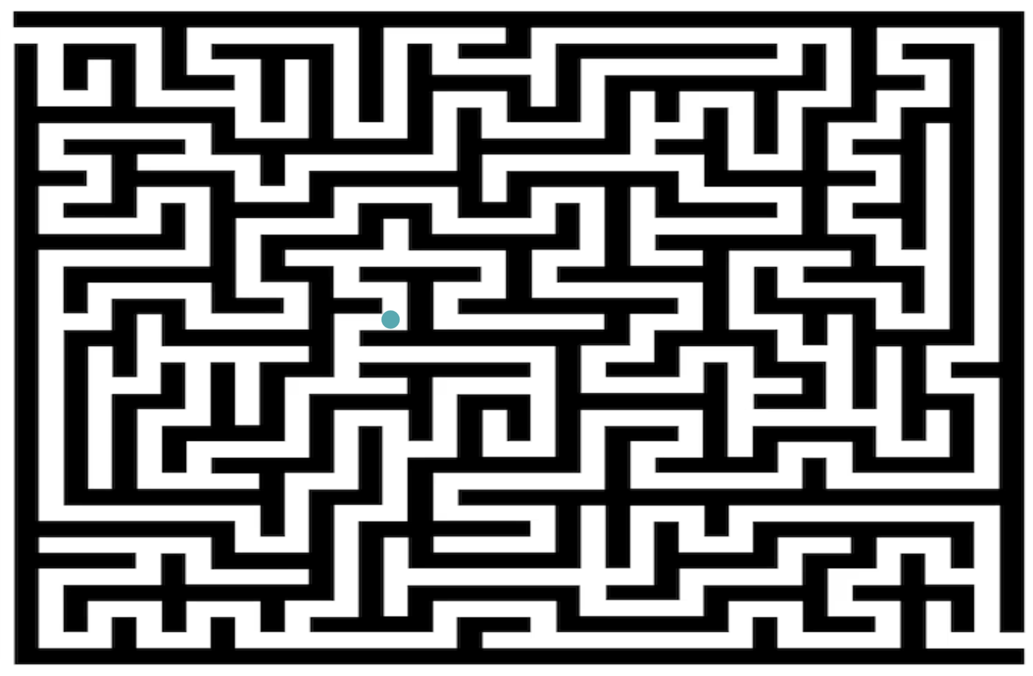 The ball moves through the maze.