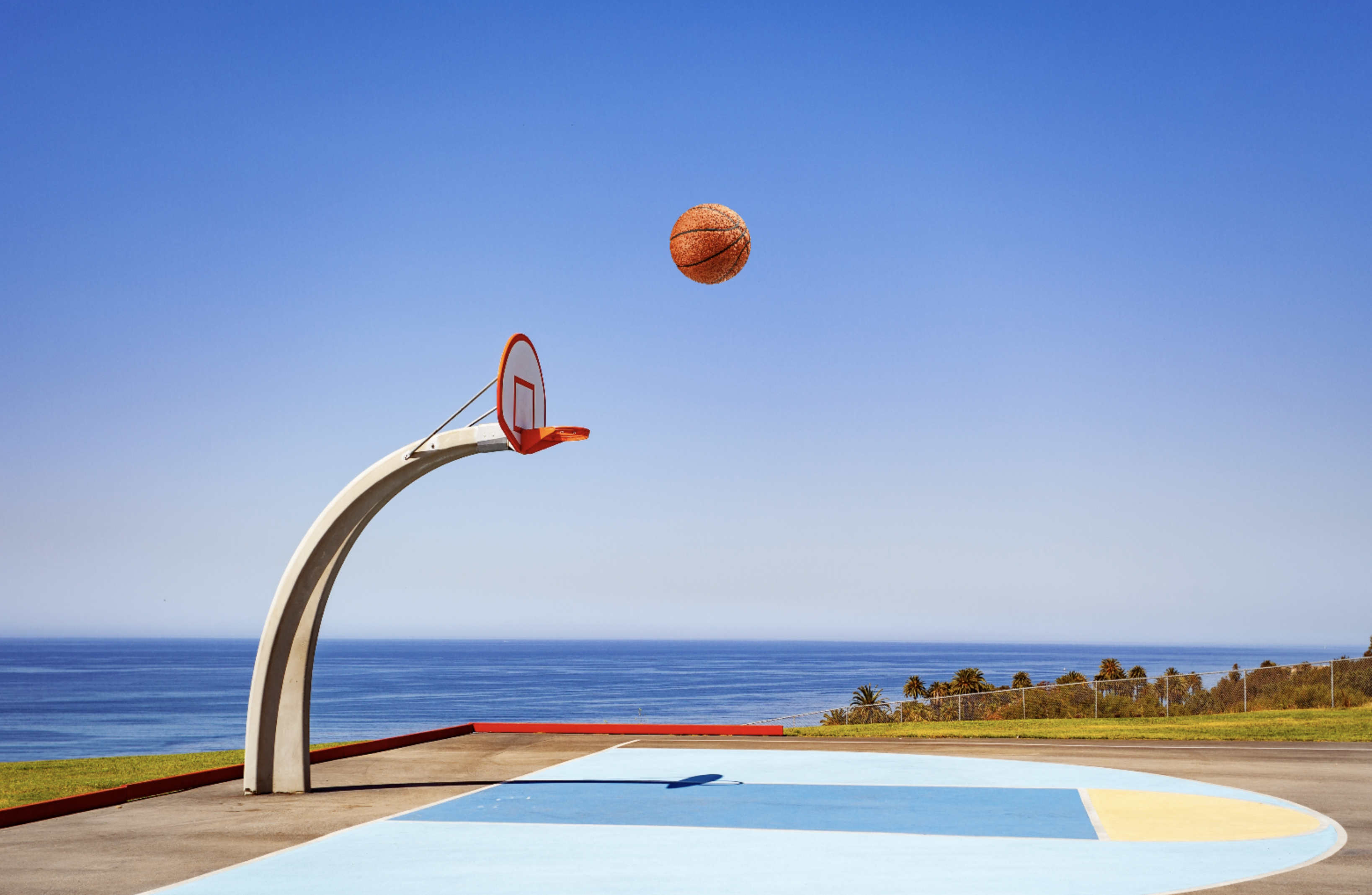 Practicing shots with the arcade controller.