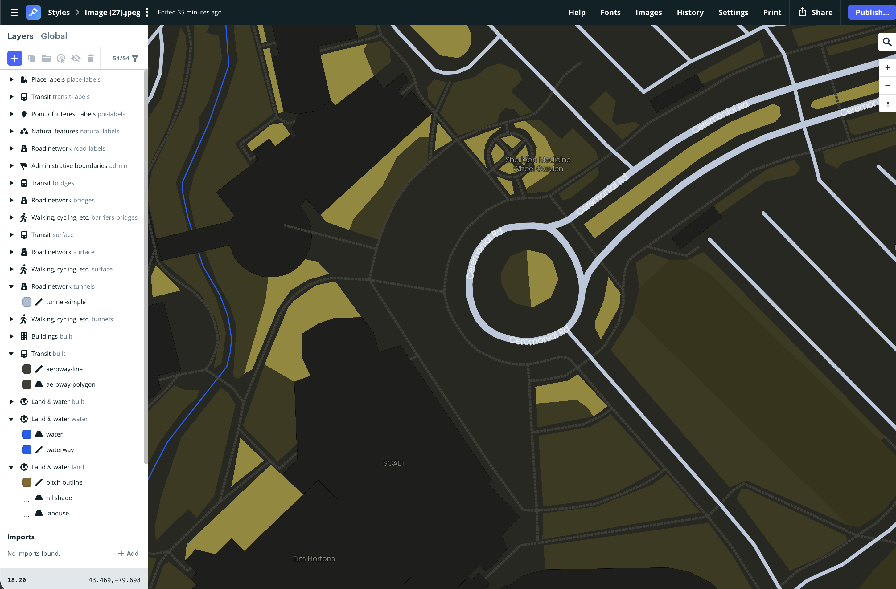 A screenshot of details explored in Mapbox.