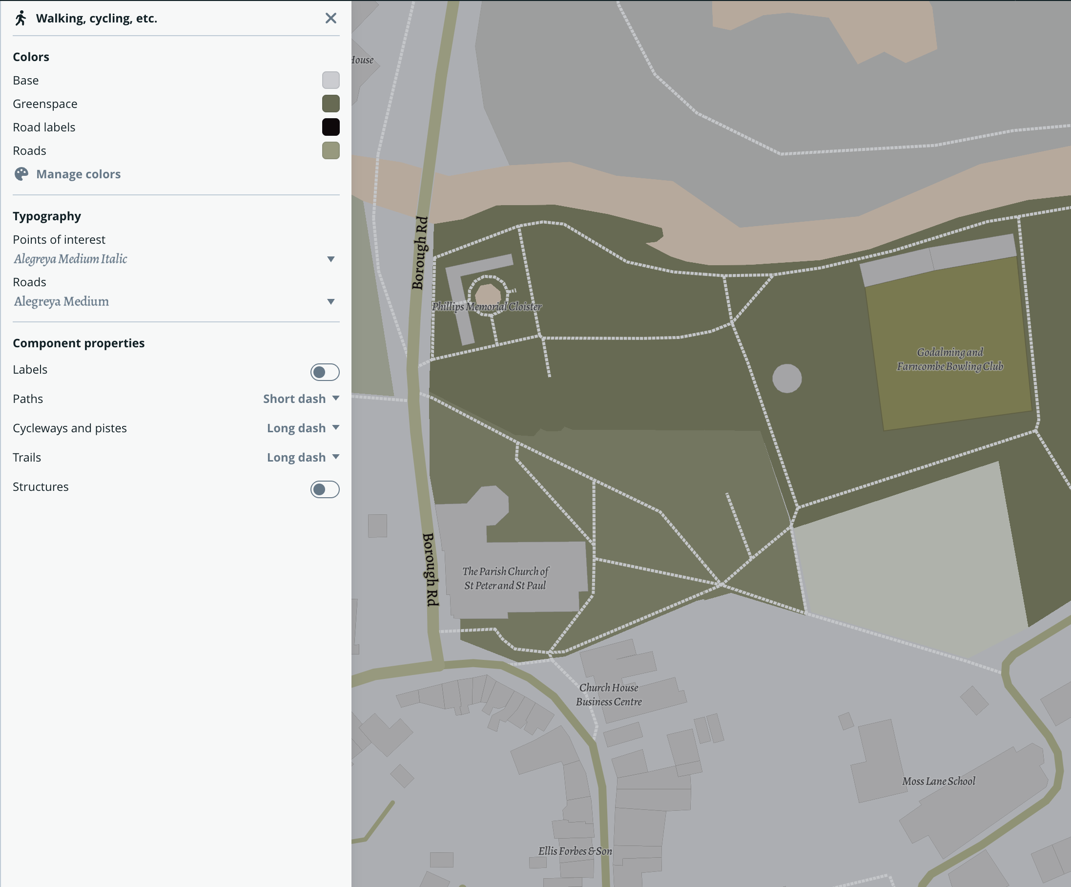 A screenshot of some of the settings being experimented with in Mapbox.