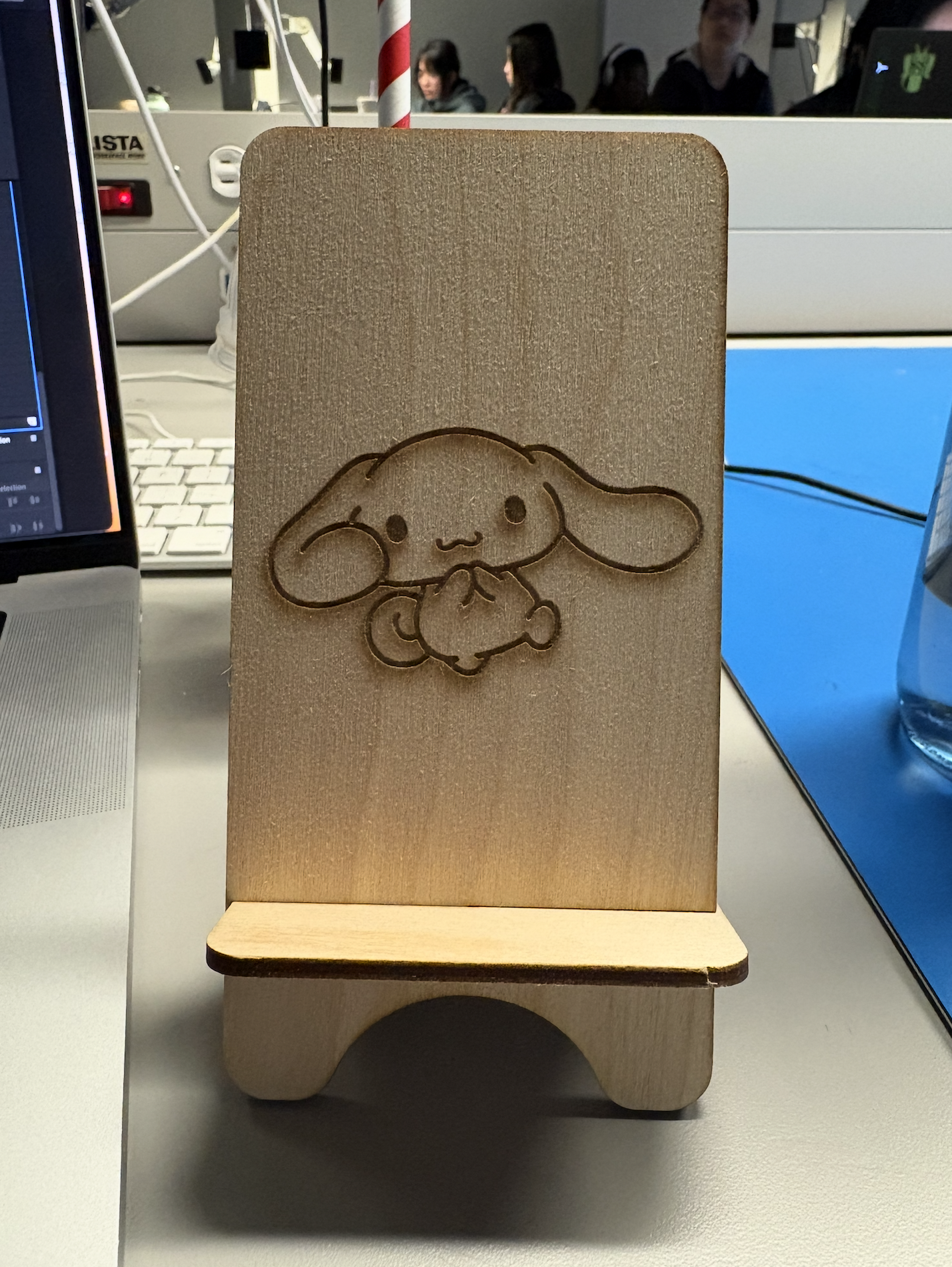 An image taken while working in a group to complete the laser cutting activity of my individual laser cut piece.