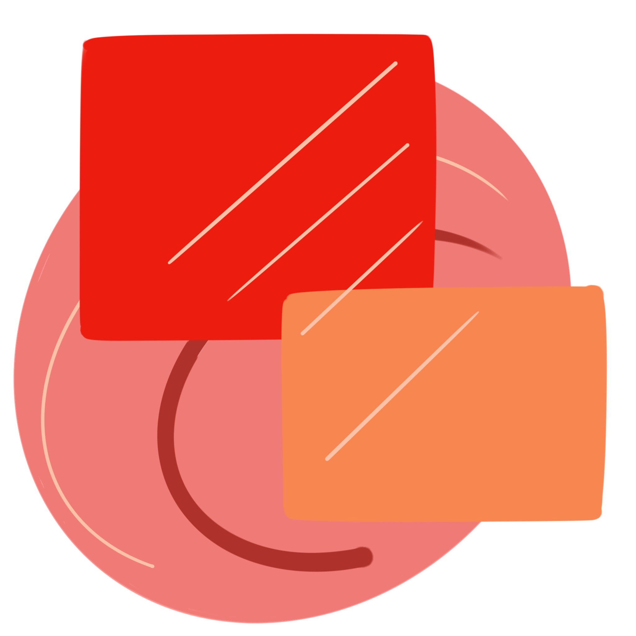 A design created based on the previous tutorials I made, exploring different shapes and colours. This one is red and orange with circular and square shapes.