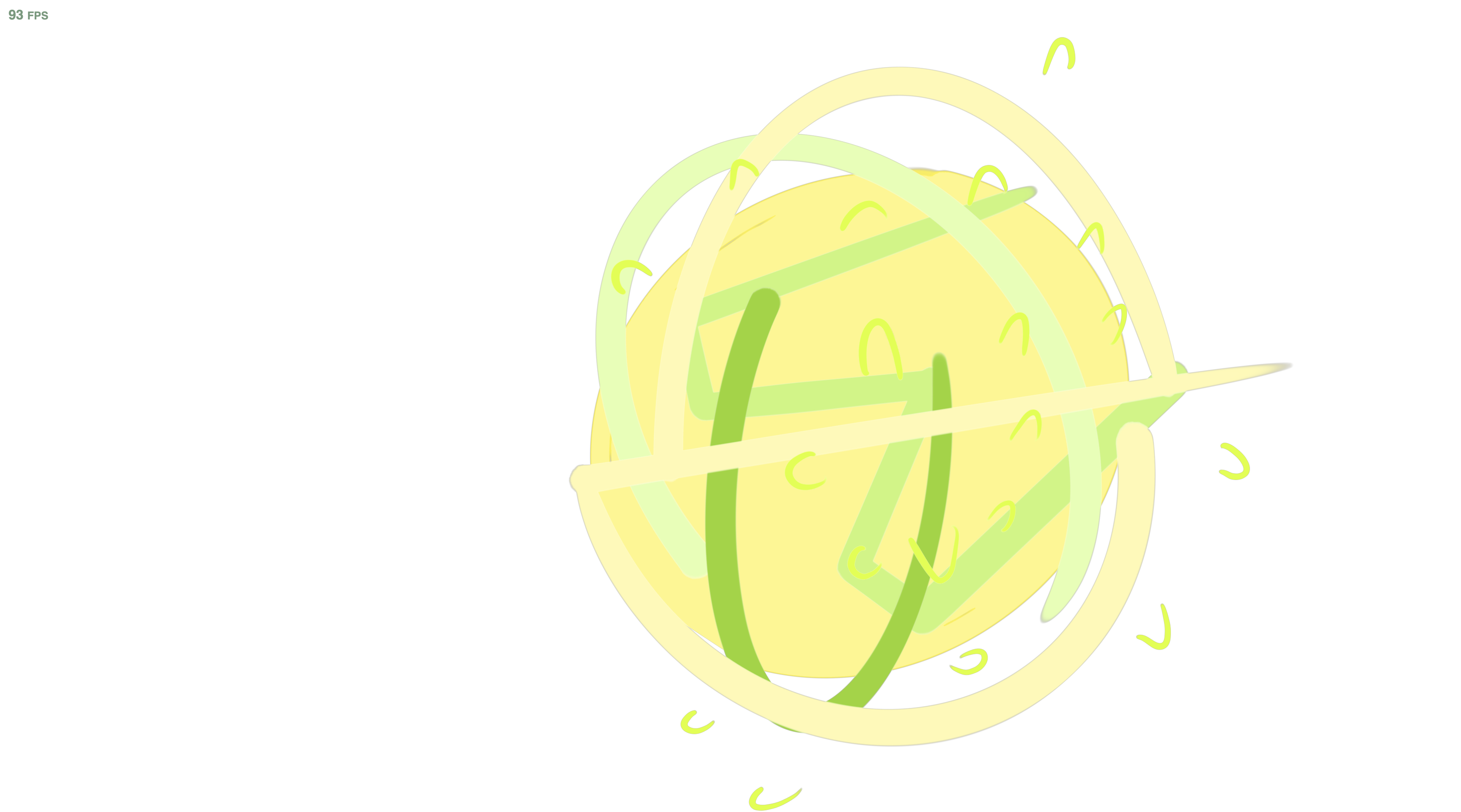 The lime and yellow, circular shapes and varying lines design displayed on the live site, showcasing movement.