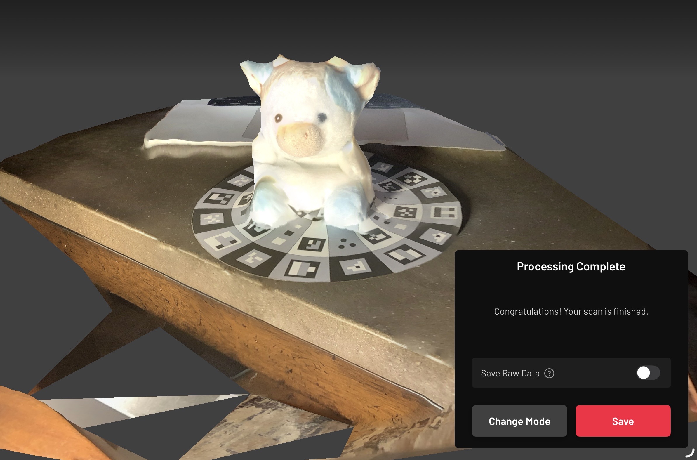 A failed attempt at scanning a cow as an object.