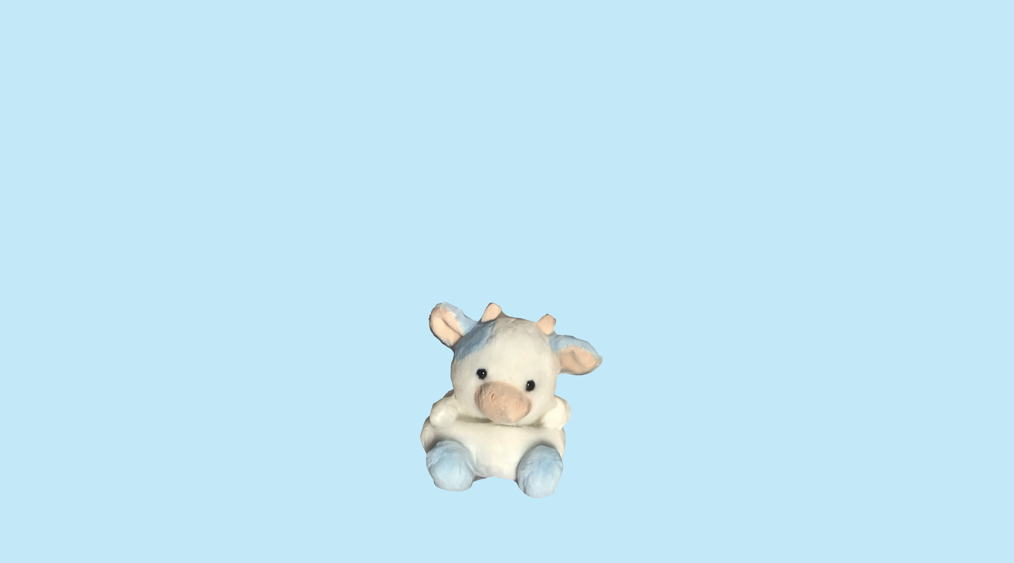 The cow 3D model displayed on the live site with a light blue background.