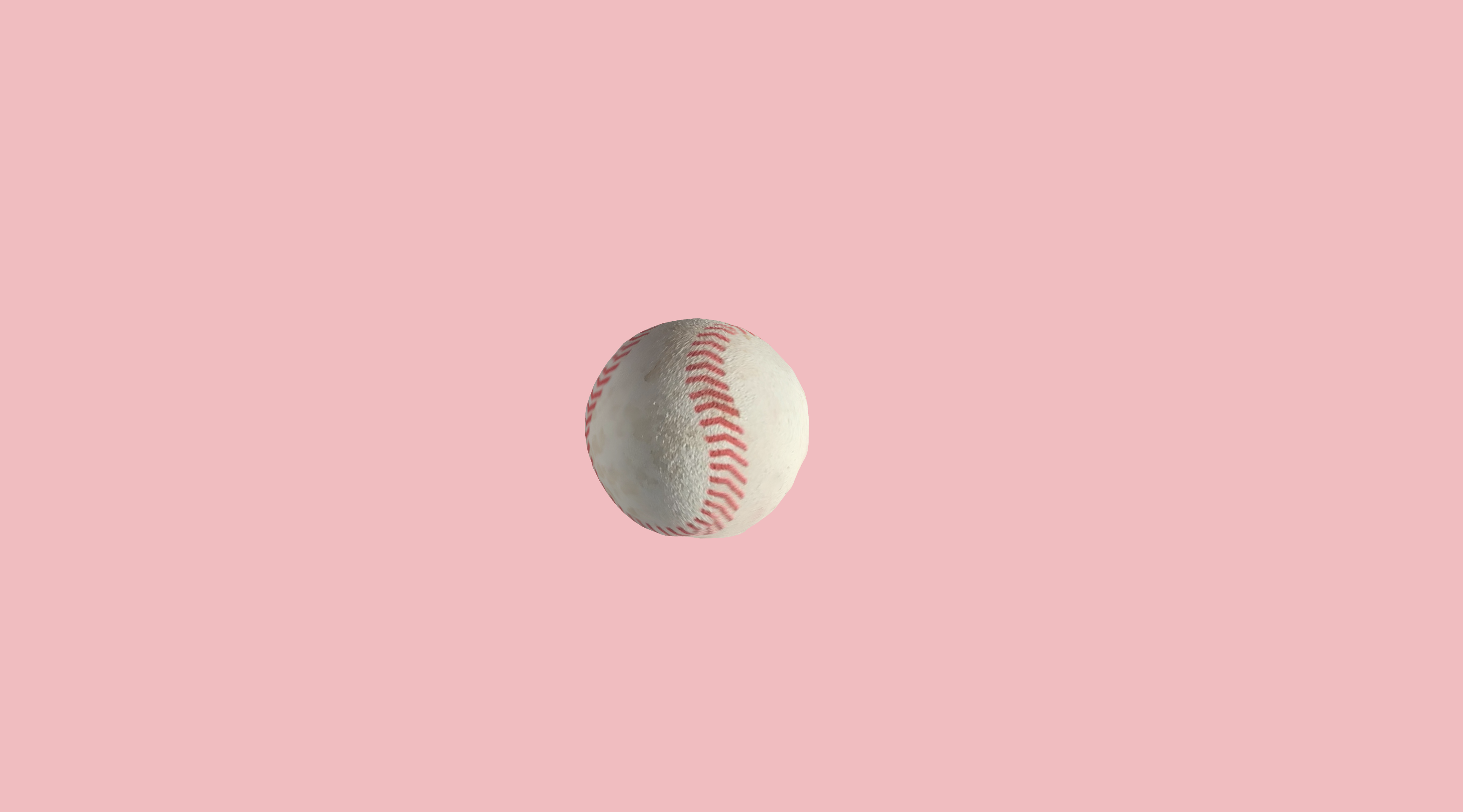 The baseball 3D model on the live site with a light pink background.