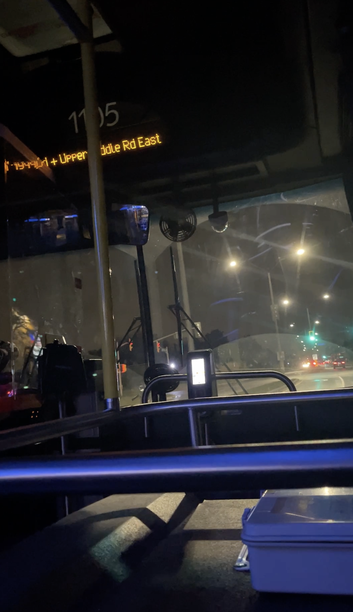 A night ride on the bus. The picture is screenshotted from the video the audio is from.