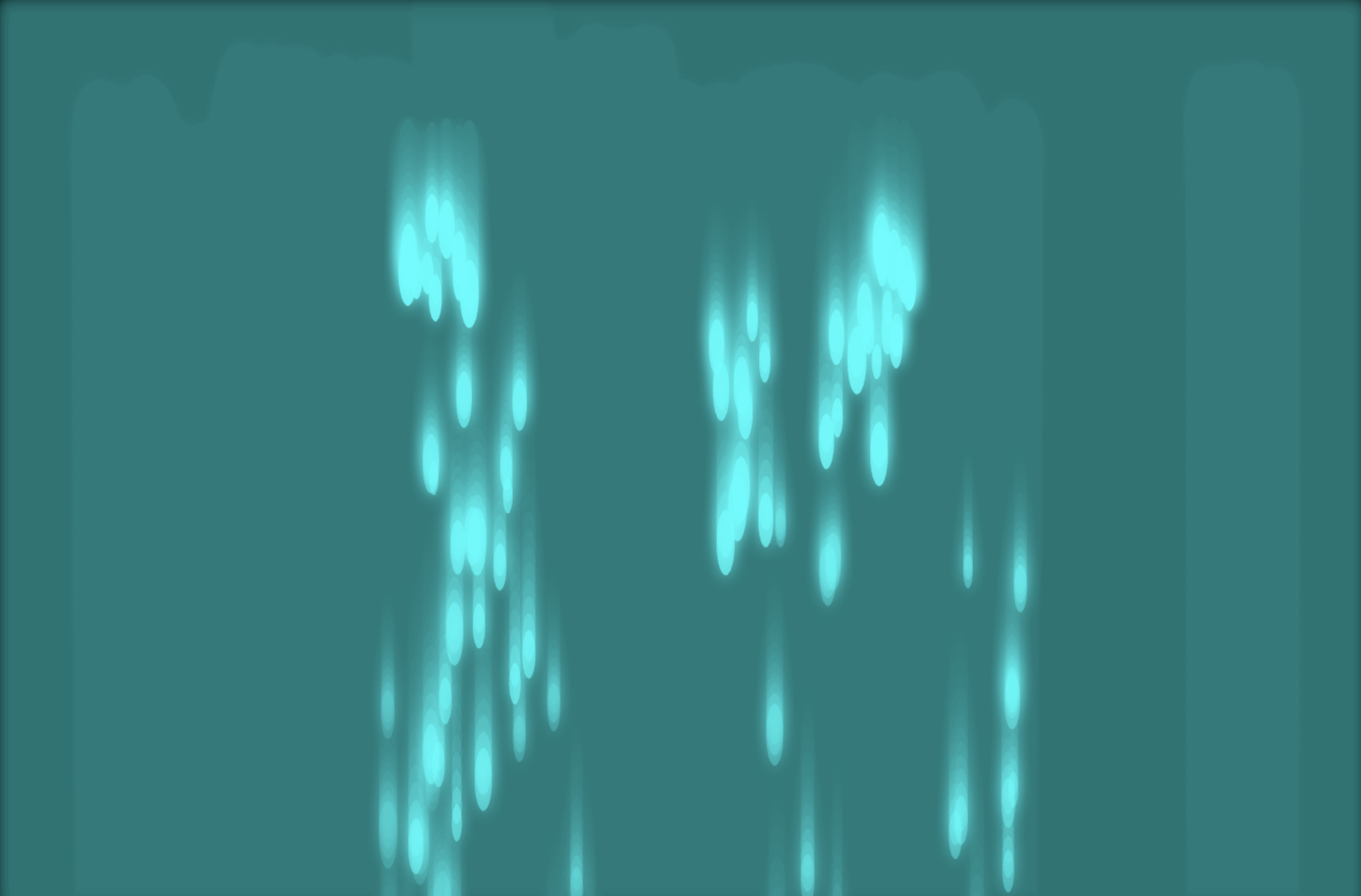 A screenshot of experimenting with the Makey Makey and rainfall that appear upon clicking.